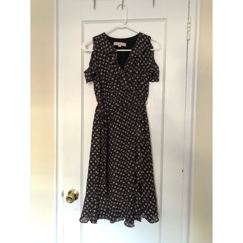 Loft Floral print cold shoulder dress
